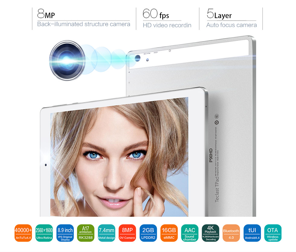  Teclast P90HD RK3288 Quad Core 1.8GHz 8.9 Inch Super Retina Touch Screen 2560*1600 Tablet PC Android