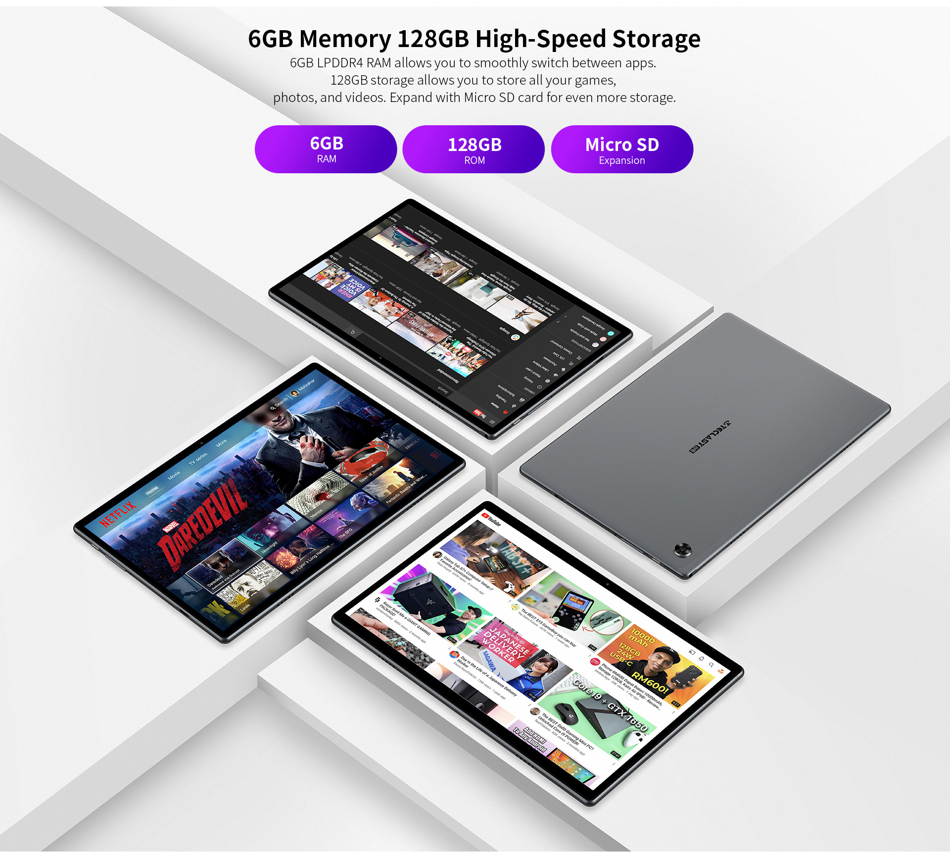 TECLAST M40PRO 10.1" Android Tablet 6GB RAM 128GB ROM T618 Octa Core Dual 4G LTE 7000mAh BATTERY